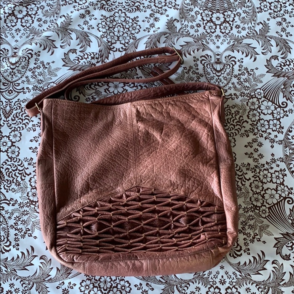 Day & Mood Lavender Mauve Leather Shoulder Tote
